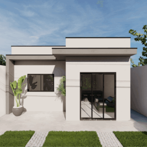 Projeto de Casa 42m² – 1 Dormitório | Terreno 7x22m | Telhado Embutido